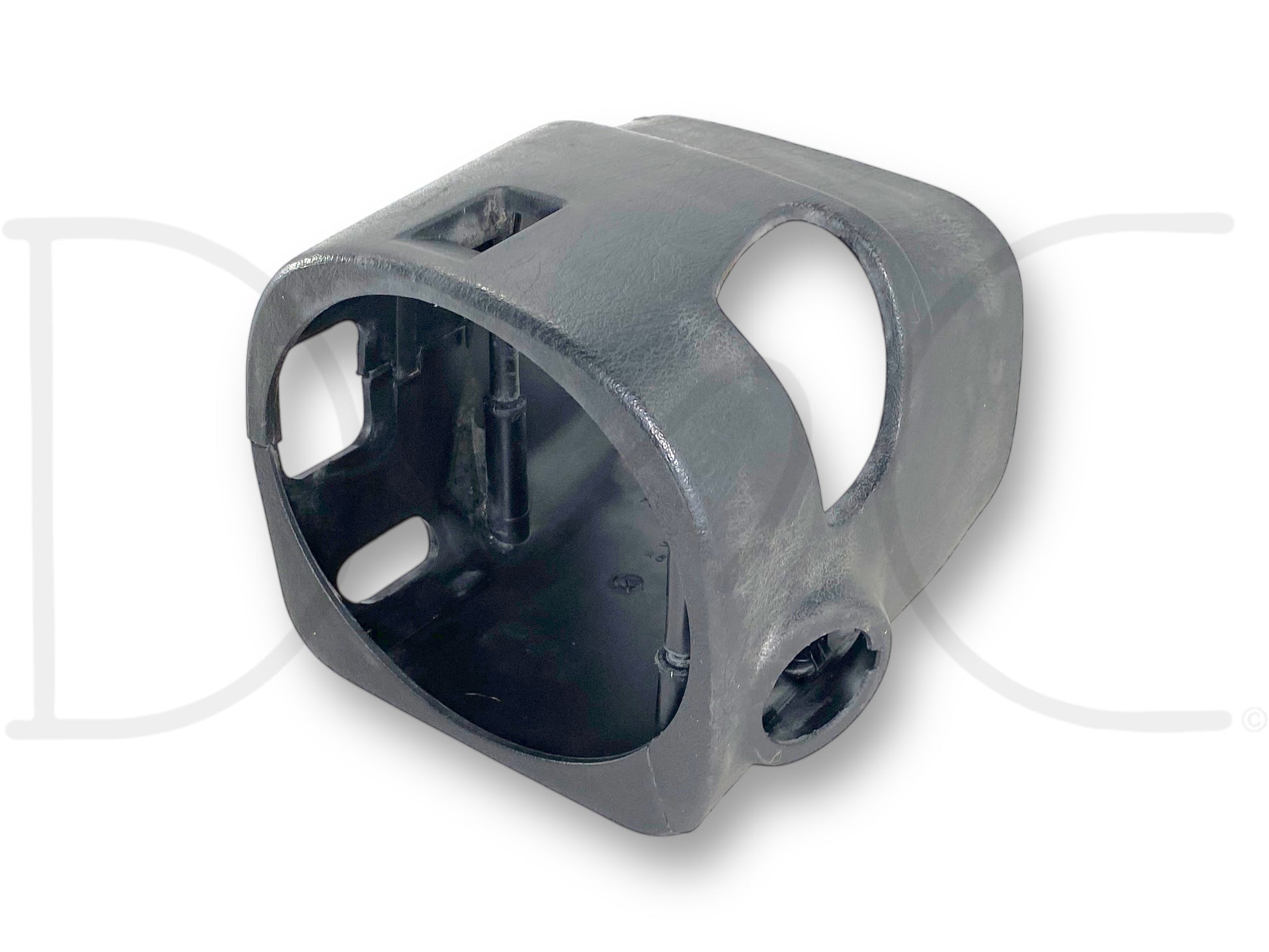99-02 Ford F250 F350 Steering Column Shroud Tilt Auto Black Upper Lower part shown isolated on white background, used in good condition with light wear, compatible with 1999-2002 Ford Super Duty trucks and Powerstroke diesel models.