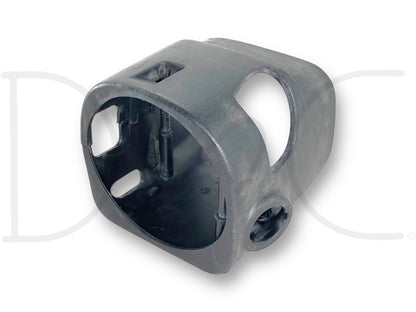 99-02 Ford F250 F350 Steering Column Shroud Tilt Auto Black Upper Lower part shown isolated on white background, used in good condition with light wear, compatible with 1999-2002 Ford Super Duty trucks and Powerstroke diesel models.