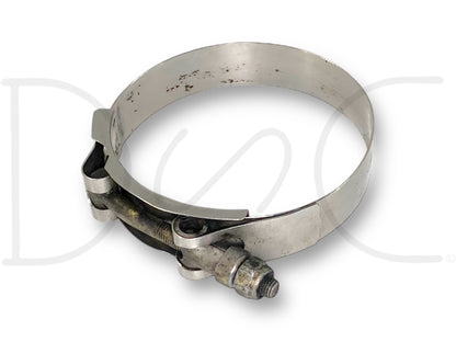 99-02 Ford F250 F350 7.3 7.3L Diesel Intercooler Tube Band Clamp Yc35-6K786-BA used good condition metal clamp with light wear, designed for Ford Powerstroke diesel engine parts for models F-250, F-350, F-450, and F-550 trucks from 1999 to 2007.