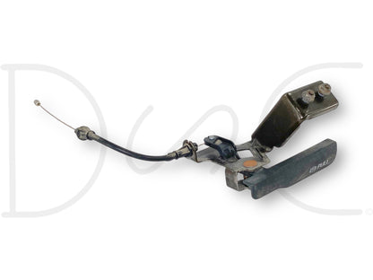 99-04 Ford F250 F350 Parking Emergency Brake Release Lever Handle OE used part with light wear, featuring a black handle and attached cable, compatible with 1999-2004 Ford F-250, F-350, F-450, and F-550 trucks, suitable for diesel Powerstroke models.