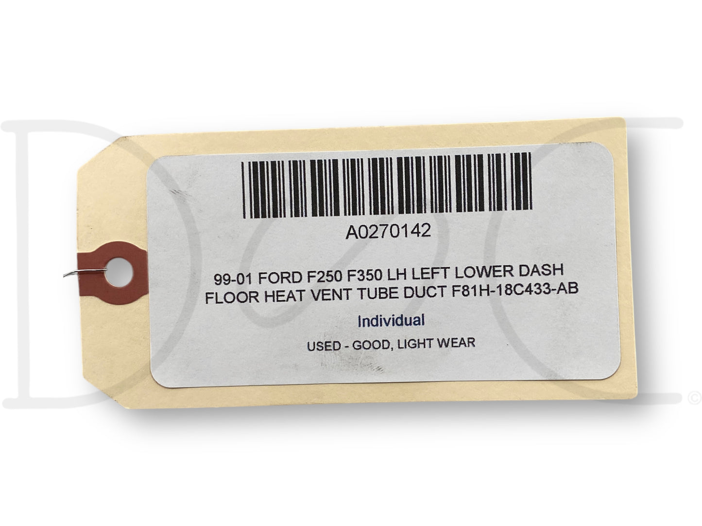 99-01 Ford F250 F350 LH Left Lower Dash Floor Heat Vent Tube Duct F81H-18C433-AB