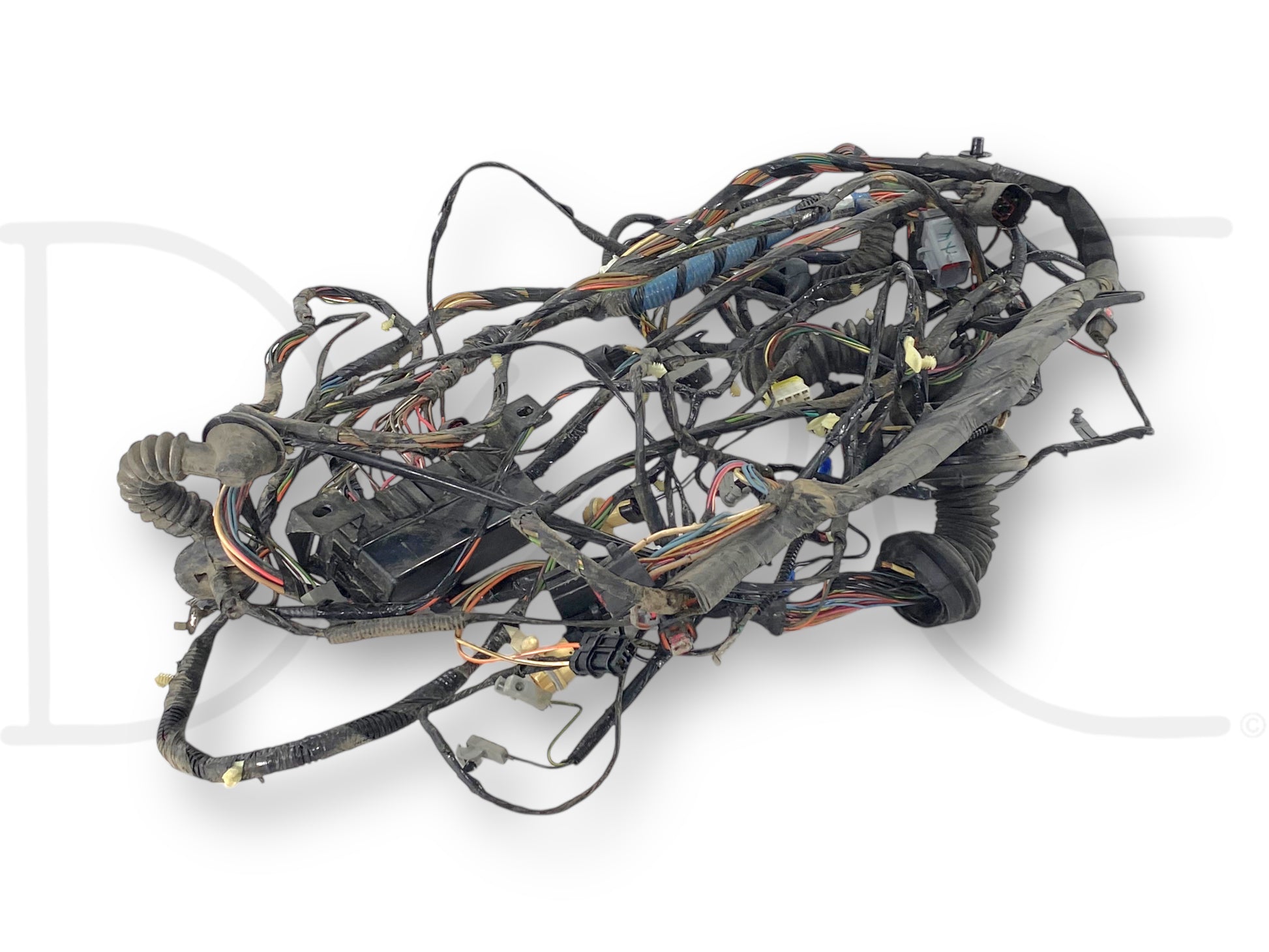 Wiring harness for 99-00 Ford F250 F350 XLT Extended Cab Interior Wiring Harness Xc35-14A005-P260X, used condition with blemishes and passenger power window control wires cut at driver door harness, compatible with 1999-2000 F-250, F-350, F-450, and F-550 trucks.