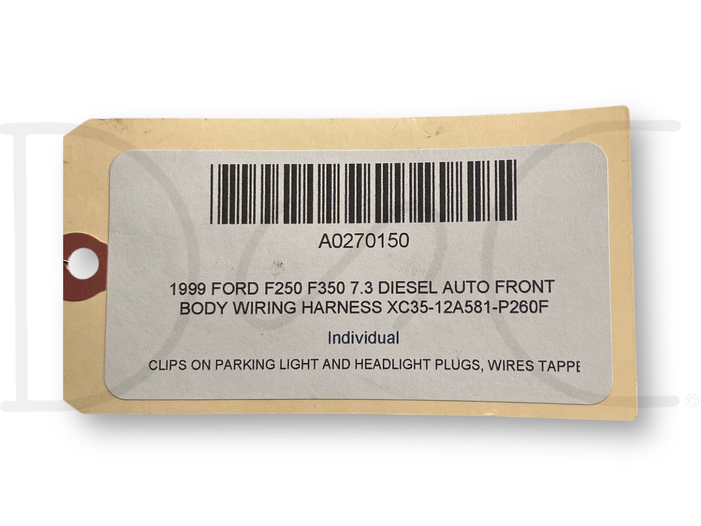 1999 Ford F250 F350 7.3 Diesel Auto Front Body Wiring Harness Xc35-12A581-P260F