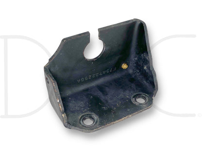 99-02 Ford F250 F350 4R100 Transmission Shifter Cable Bracket Auto Trans OE showing used condition with light wear, black metal part with mounting holes, compatible with 1999-2002 Ford F-250, F-350, F-450, and F-550 trucks.