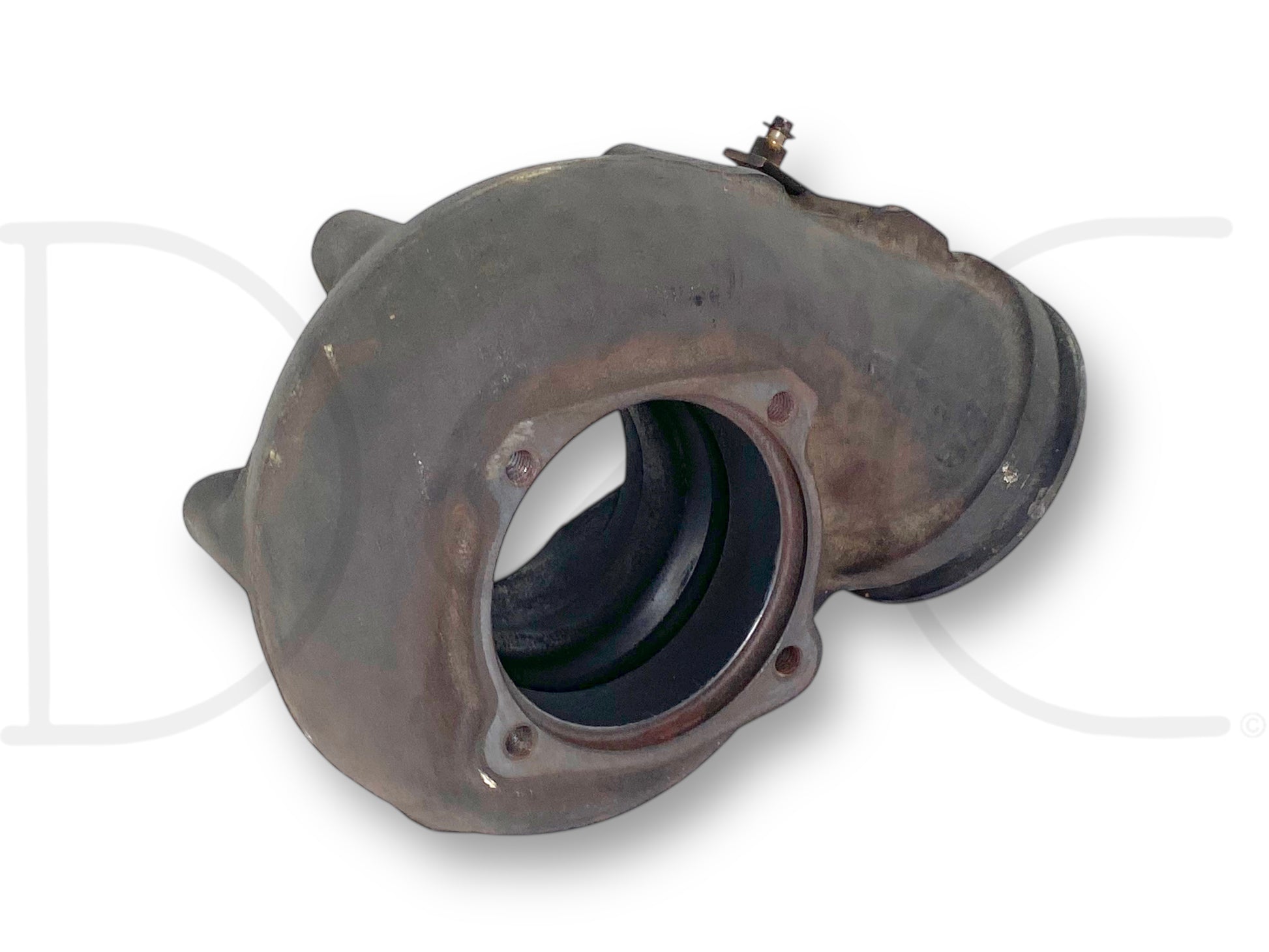 Used exhaust housing part for diesel turbocharger showing light wear and good condition, compatible with 99-02 Ford 7.3 7.3L Diesel GTP38 Turbo Turbocharger Exhaust Housing Garrett .84, suitable for Ford Super Duty trucks including F-250, F-350, F-450, and F-550 models.