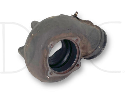 Used exhaust housing part for diesel turbocharger showing light wear and good condition, compatible with 99-02 Ford 7.3 7.3L Diesel GTP38 Turbo Turbocharger Exhaust Housing Garrett .84, suitable for Ford Super Duty trucks including F-250, F-350, F-450, and F-550 models.