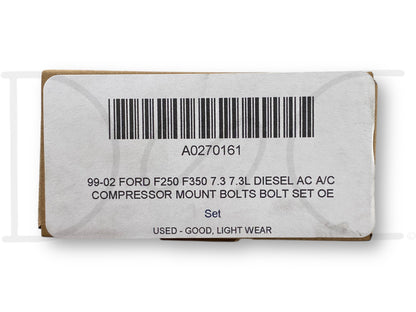99-02 Ford F250 F350 7.3 7.3L Diesel Ac A/C Compressor Mount Bolts Bolt Set OE