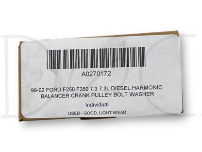 99-02 Ford F250 F350 7.3 7.3L Diesel Harmonic Balancer Crank Pulley Bolt Washer