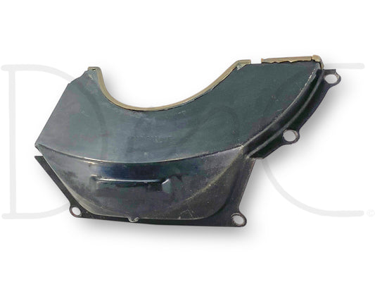 99-02 Ford F250 F350 7.3 4R100 Transmission Torque Converter Access Cover *Blem* in used condition with light wear and a broken upper mounting tab and bolt hole, compatible with 1999-2002 Ford F-250, F-350, F-450, and F-550 trucks.