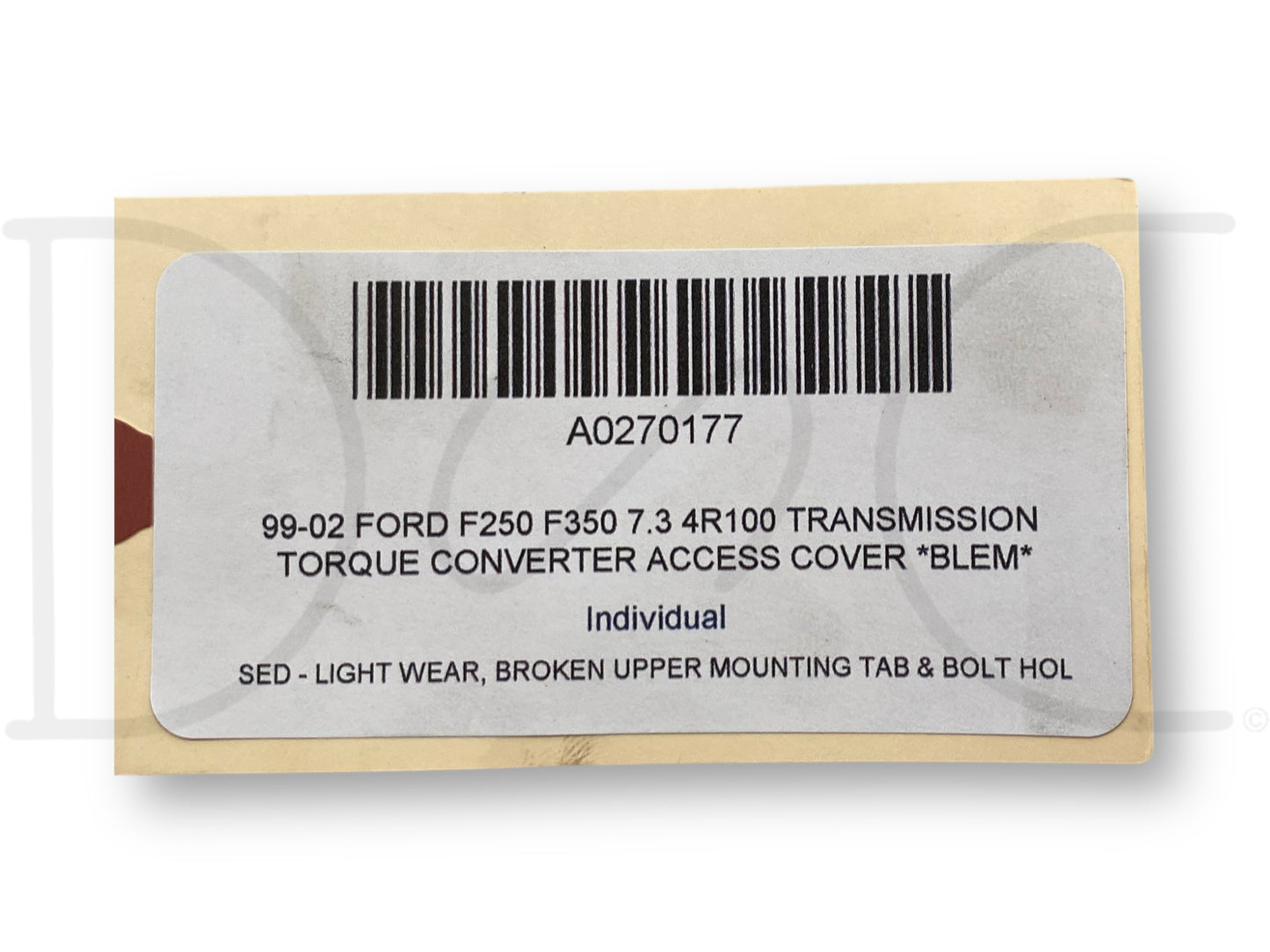 99-02 Ford F250 F350 7.3 4R100 Transmission Torque Converter Access Cover *Blem*