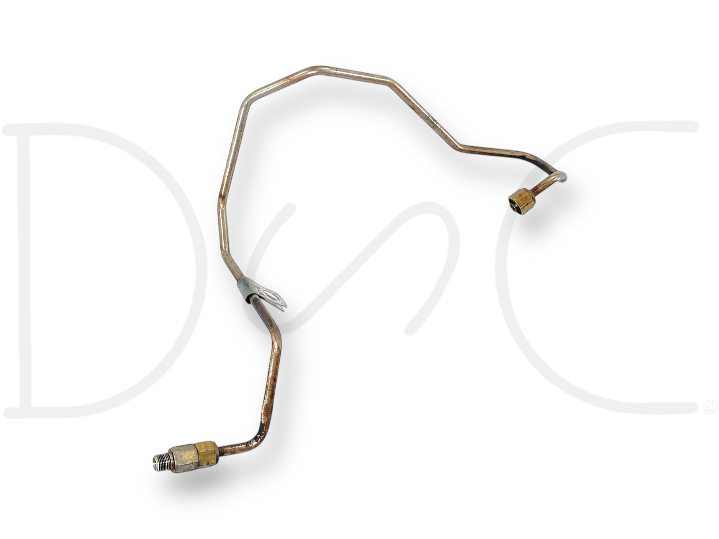 99-02 Ford F250 F350 7.3 Fuel Filter Bowl To LH Left Driver Head Fuel Line Tube, used OE part with light wear, compatible with 1999-2002 Ford F-250, F-350, F-450, and F-550 trucks featuring 7.3L diesel engines, designed for fuel system connection.