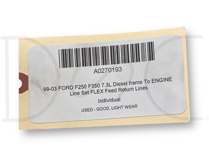 99-03 Ford F250 F350 7.3L Diesel Frame To Engine Line Set Flex Feed Return Lines