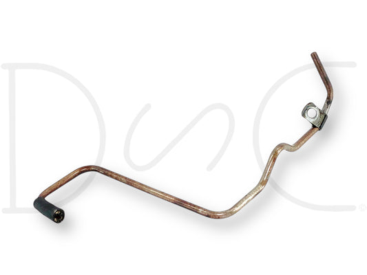 Used metal fuel line tube with slight surface wear, designed as a 99-02 Ford F250 F350 7.3 7.3L Fuel Bowl Water Separator Drain Line Tube OE, suitable for 1999-2002 Ford F-250, F-350, F-450, and F-550 trucks.