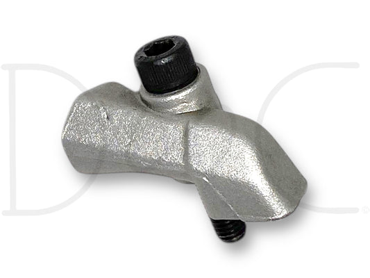 99-02 Ford F250 F350 7.3 7.3L Injector Oil Exhaust Spout Deflector W/ Bolt OE, used condition with light wear, designed for 1999-2002 Ford F-250, F-350, F-450, and F-550 trucks, metallic silver part with attached bolt suitable for diesel engine maintenance.