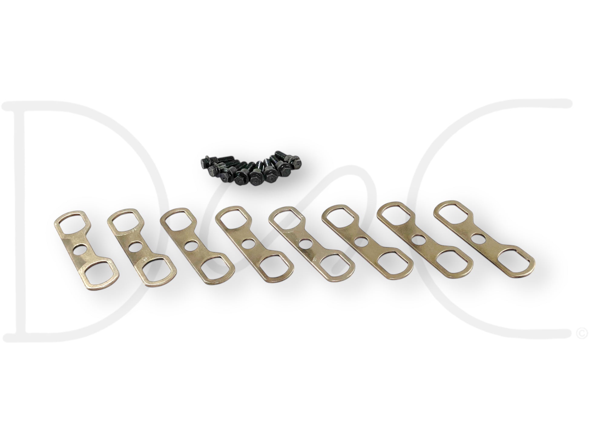 95-02 Ford F250 F350 7.3 7.3L Diesel Lifter Retainer & Bolt Set OE Retainers displayed with used good condition lifter retainers and black bolts, compatible with Ford Excursion and F-Series trucks from 1995 to 2002.