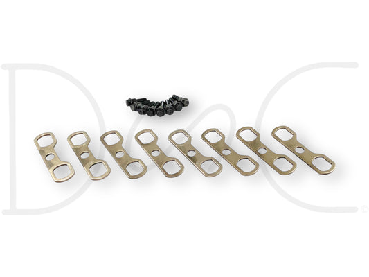 95-02 Ford F250 F350 7.3 7.3L Diesel Lifter Retainer & Bolt Set OE Retainers displayed with used good condition lifter retainers and black bolts, compatible with Ford Excursion and F-Series trucks from 1995 to 2002.