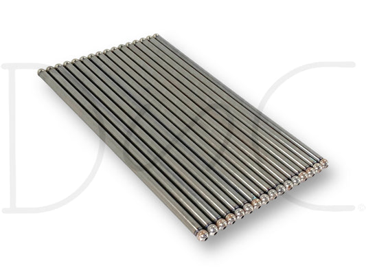 95-02 Ford F250 F350 7.3 7.3L Diesel Pushrod Set 16 Rods OEM Push Rod Pushrods shown in used condition with light wear, designed for fitment on 1995-2002 Ford F-250, F-350, F-450, and F-550 trucks with 7.3L diesel engines.