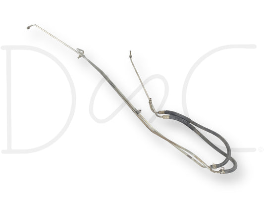 Used OE 99-00 Ford F250 F350 7.3 7.3L 4R100 Transmission Trans Cooler Lines Line Set featuring metal tubing and rubber hoses, designed for 1999-2000 Ford F-250, F-350, F-450, and F-550 trucks with 7.3L Powerstroke diesel engines and 4R100 transmission.