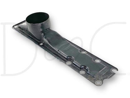 99-02 Ford F250 F350 7.3 7.3L Diesel Intake Manifold Plenum OEM used engine part with light wear, compatible with 1999-2002 Ford F-250, F-350, F-450, and F-550 trucks, featuring a durable black finish and designed for 7.3L Powerstroke diesel engines.
