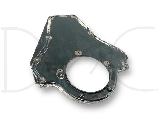 99-02 Ford F250 F350 7.3 7.3L Diesel Rear Main Seal Cover Housing Plate OE used part with light wear, compatible with 1999-2002 Ford F-250, F-350, F-450, F-550 trucks, designed for 7.3L Powerstroke diesel engines and 4R100 transmission applications.