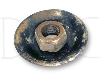 99-07 Ford F250 F350 Front Lower Coil Spring Retainer Washer W/ Nut 2WD used part showing light wear, compatible with Ford Powerstroke diesel models including 7.3L, 4R100 transmission, suitable for 1999-2007 Ford F-250, F-350, F-450, and F-550 trucks.