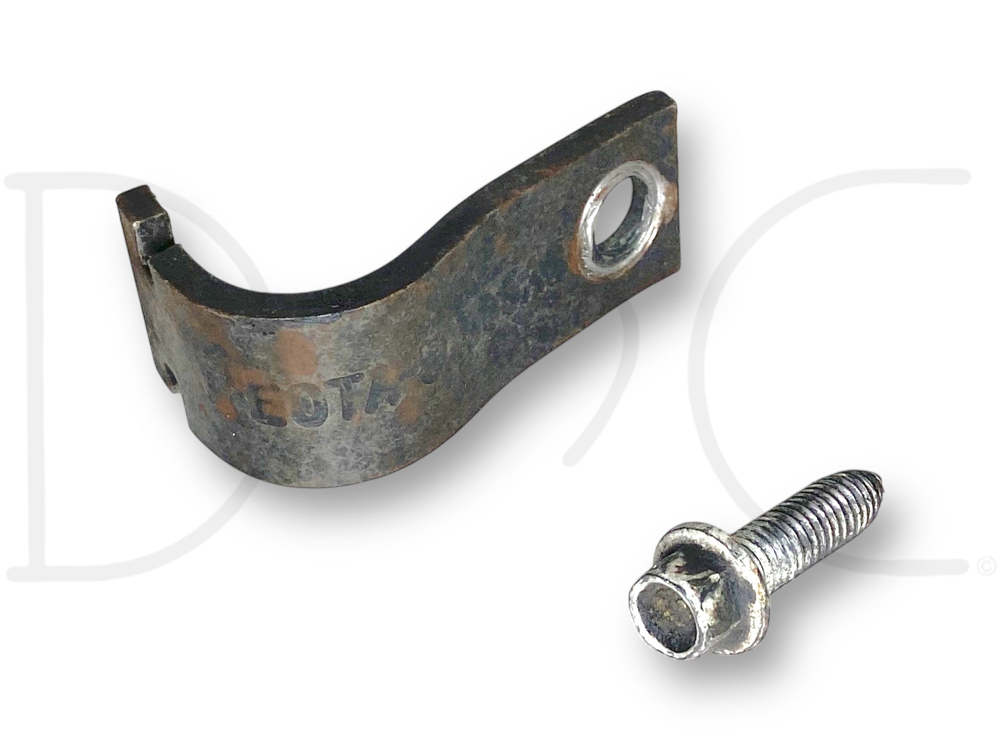 80-16 Ford F250 F350 Upper Coil Spring Retainer Bracket W/ Bolt E0Ta-5A333-AB, used in good condition with light wear, designed for Ford Super Duty trucks including F-250, F-350, F-450, and F-550 models from 1999 to 2007, compatible with 7.3L diesel and 4R100 automatic transmission.