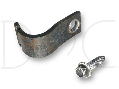 80-16 Ford F250 F350 Upper Coil Spring Retainer Bracket W/ Bolt E0Ta-5A333-AB, used in good condition with light wear, designed for Ford Super Duty trucks including F-250, F-350, F-450, and F-550 models from 1999 to 2007, compatible with 7.3L diesel and 4R100 automatic transmission.
