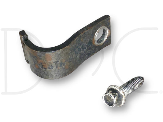 80-16 Ford F250 F350 Upper Coil Spring Retainer Bracket W/ Bolt E0Ta-5A333-AB, used in good condition with light wear, designed for Ford Super Duty trucks including F-250, F-350, F-450, and F-550 models from 1999 to 2007, compatible with 7.3L diesel and 4R100 automatic transmission.