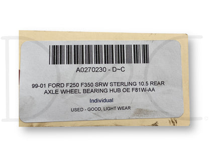99-01 Ford F250 F350 SRW Sterling 10.5 Rear Axle Wheel Bearing Hub OE F81W-Aa