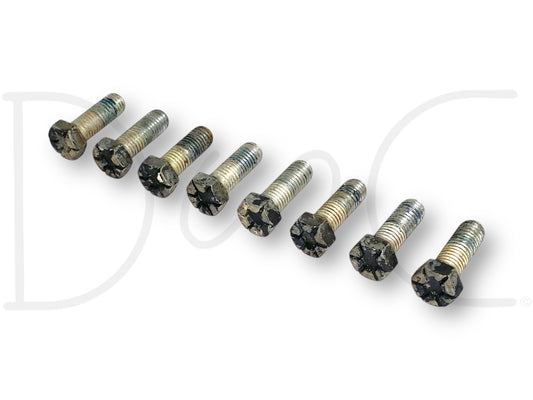 99-04 Ford F250 F350 SRW Sterling 10.5 Rear Axle Shaft Flange Bolt Set 8 Bolts, used condition with light wear, suitable for 1999-2004 Ford Excursion F-250 and F-350 trucks, compatible with 7.3L diesel 4R100 transmission models.