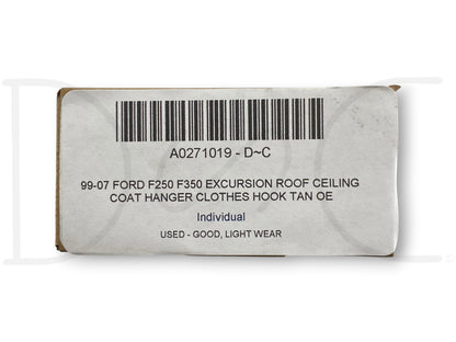 99-07 Ford F250 F350 Excursion Roof Ceiling Coat Hanger Clothes Hook Tan OE