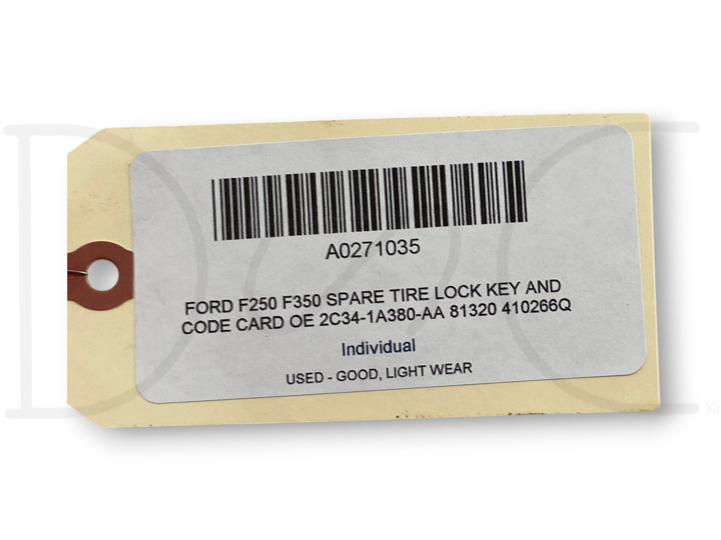 Ford F250 F350 Spare Tire Lock Key And Code Card OE 2C34-1A380-Aa 81320 410266Q