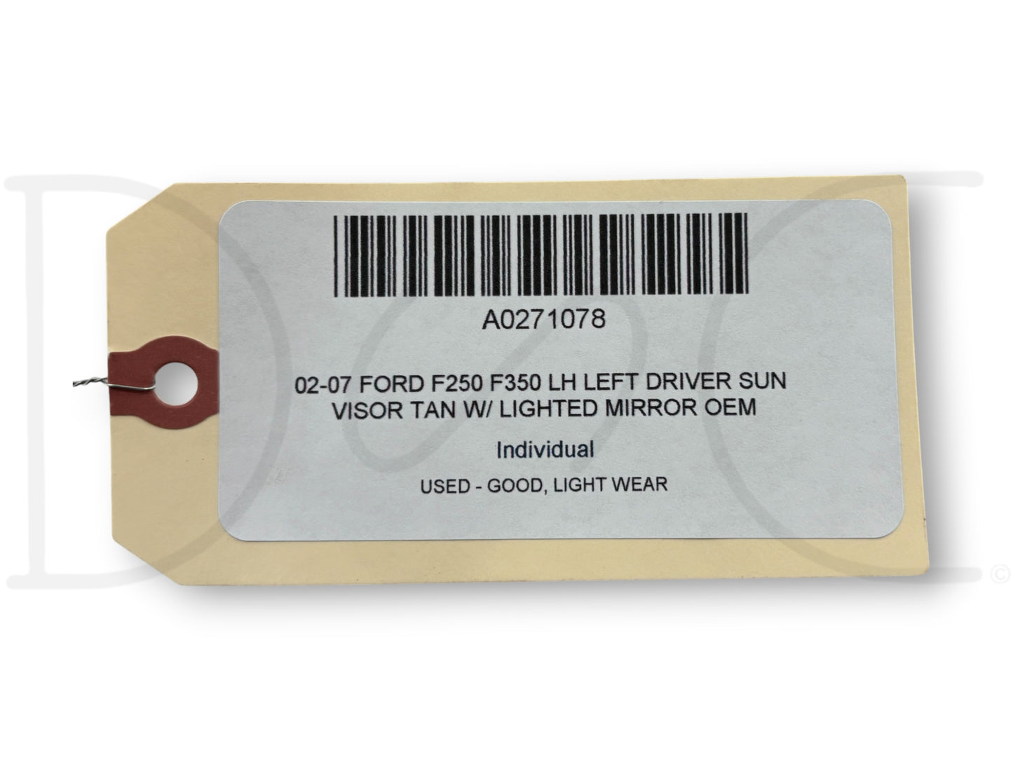 02-07 Ford F250 F350 LH Left Driver Sun Visor Tan W/ Lighted Mirror OEM