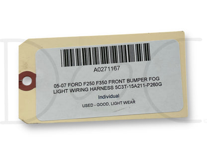 05-07 Ford F250 F350 Front Bumper Fog Light Wiring Harness 5C3T-15A211-P260G