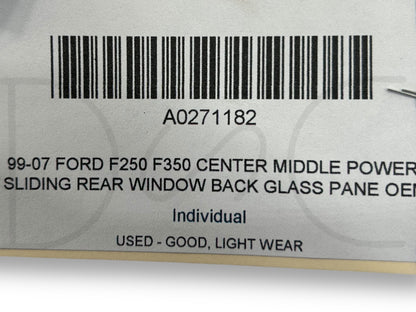 99-07 Ford F250 F350 Center Middle Power Sliding Rear Window Back Glass Pane OEM