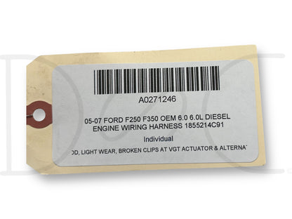 05-07 Ford F250 F350 OEM 6.0 6.0L Diesel Engine Wiring Harness 1855214C91