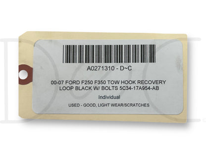 00-07 Ford F250 F350 Tow Hook Recovery Loop Black W/ Bolts 5C34-17A954-AB