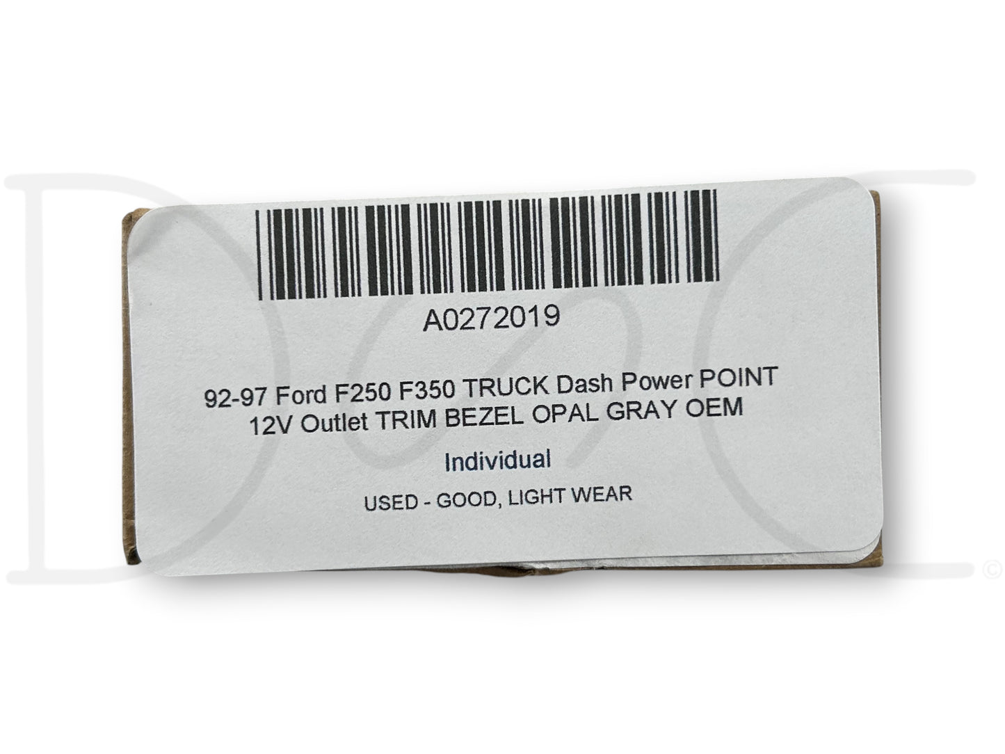 92-97 Ford F250 F350 Truck Dash Power Point 12V Outlet Trim Bezel Opal Gray OEM