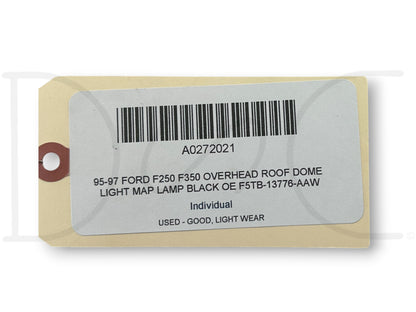 95-97 Ford F250 F350 Overhead Roof Dome Light Map Lamp Black OE F5Tb-13776-Aaw