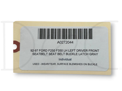 92-97 Ford F250 F350 LH Left Driver Front Seatbelt Seat Belt Buckle Latch Gray