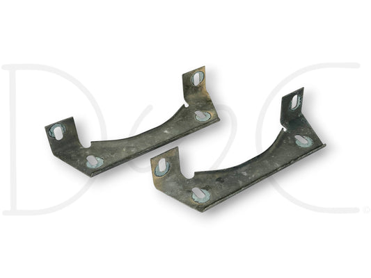 92-97 Ford F250 F350 Header Panel To Core Support Bracket Set OE Brackets showing used good condition light wear metal brackets from 1996 Ford F-350 7.3L diesel truck