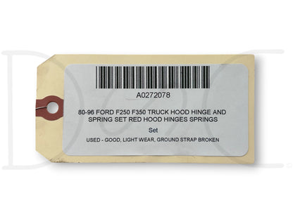 80-96 Ford F250 F350 Truck Hood Hinge And Spring Set Red Hood Hinges Springs