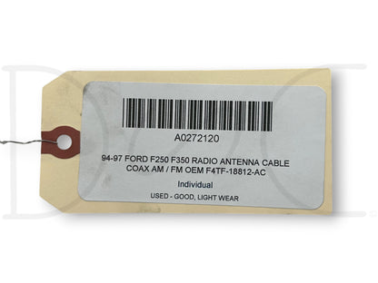 94-97 Ford F250 F350 Radio Antenna Cable Coax AM / FM OEM F4Tf-18812-AC
