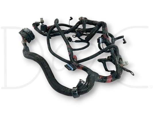 96-97 Ford F250 F350 OEM 7.3 7.3L Diesel Engine Wiring Harness 1825914C95 *Blem* with visible wire insulation damage near two plugs and several broken clips for repair or parts use