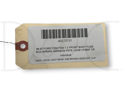 96-97 Ford F250 F350 7.3 Front Body Fuse Box Wiring Harness F6Tb-12A581-P260F Cr