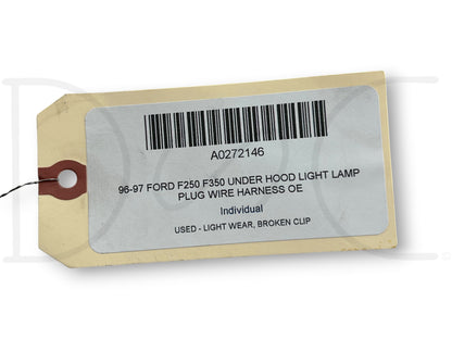 96-97 Ford F250 F350 Under Hood Light Lamp Plug Wire Harness OE