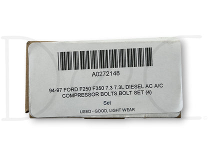 94-97 Ford F250 F350 7.3 7.3L Diesel Ac A/C Compressor Bolts Bolt Set (4)
