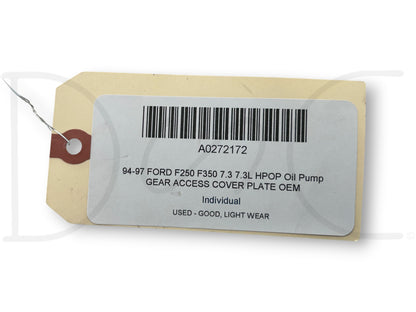 94-97 Ford F250 F350 7.3 7.3L HPOP Oil Pump Gear Access Cover Plate OEM