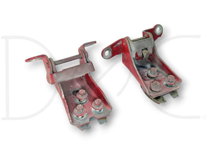 80-96 Ford F250 F350 LH Left Driver Front Door Hinge Set Red Upper Lower OEM