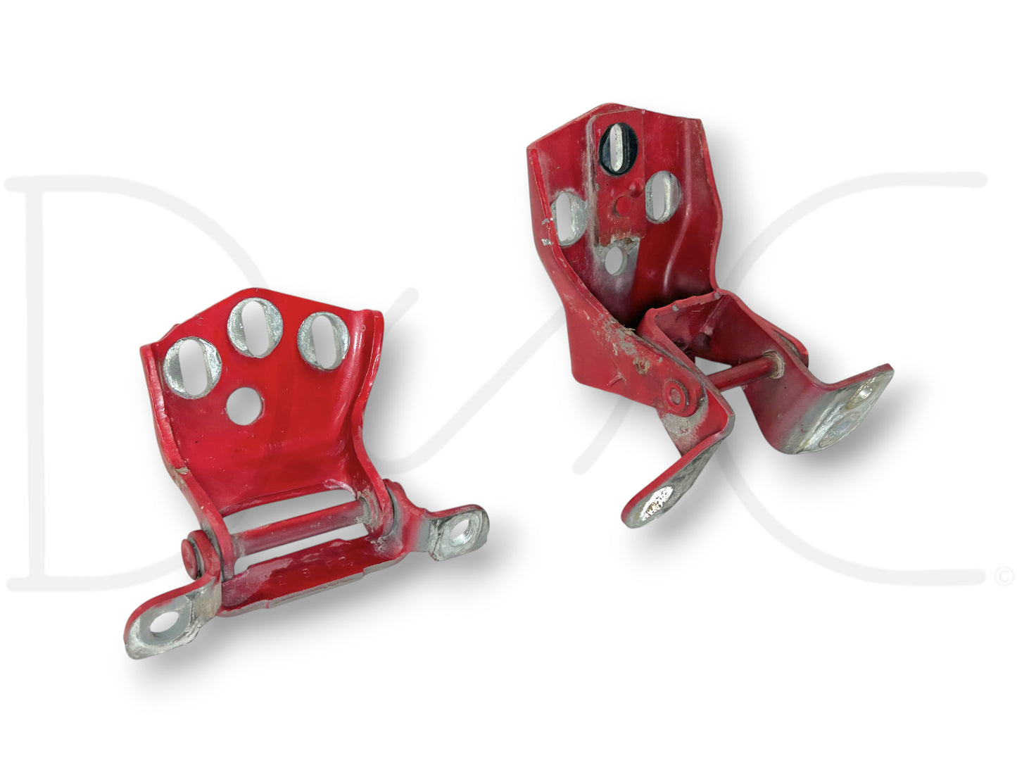 80-96 Ford F250 F350 Crew Cab LH Left Driver Rear Door Hinge Set Red Upper Lower